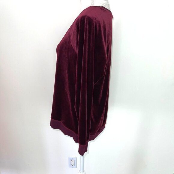 Luxurious Velour Sweatshirt Womens Plush Polyester Spandex Blend Pullover Purple - Picture 10 of 10